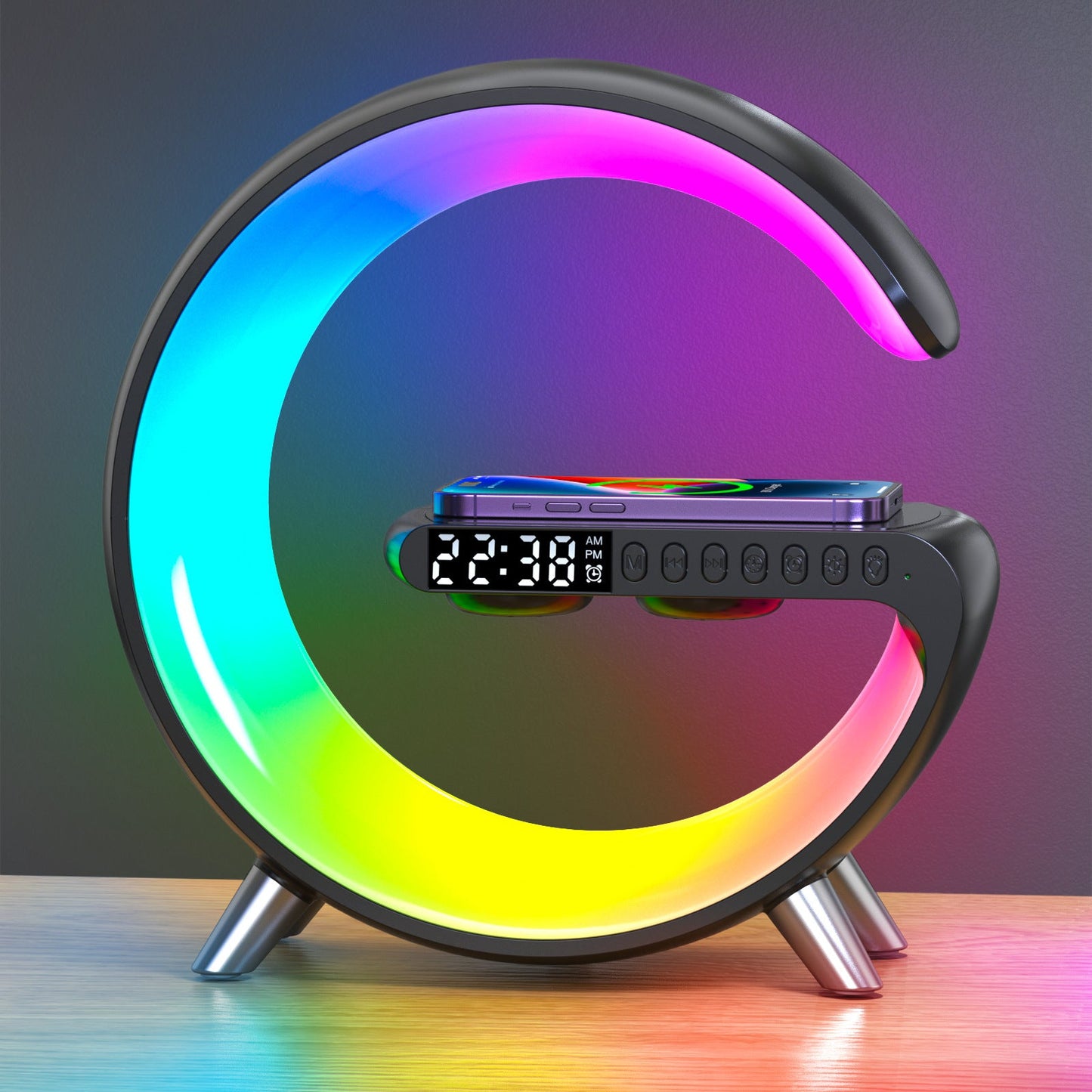 Bluetooth Speaker with Wireless Charger and Ambient Light